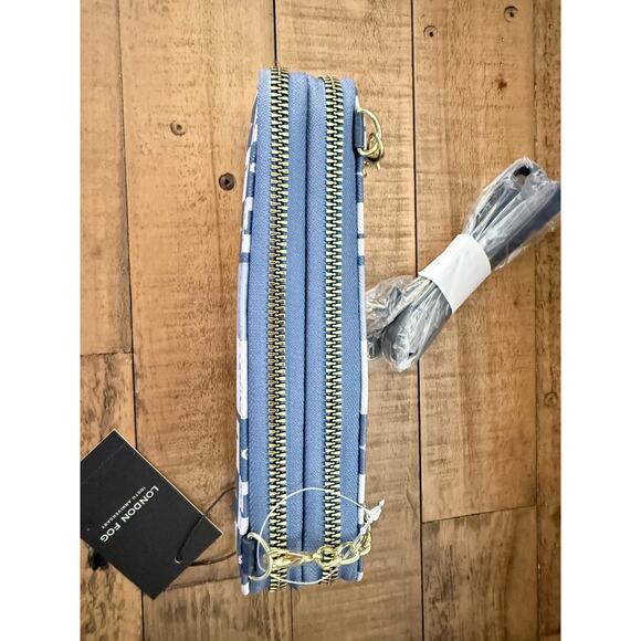 London Fog Crossbody Bag Womens Navy Blue Diana Double Zip Wallet Purse New - Picture 4 of 8